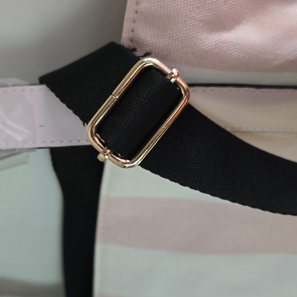Victoria's Secret Pink White Stripe Large Canvas Tote Zip Top NWT - Picture 4 of 8